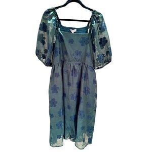 NWT Polagram teal flowers midi dress